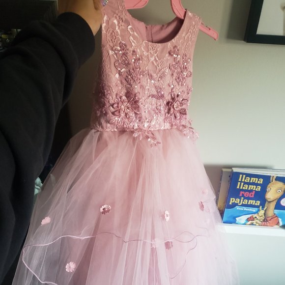 Brand new pink formal or flower girl dress size 6/7 - Picture 1 of 7